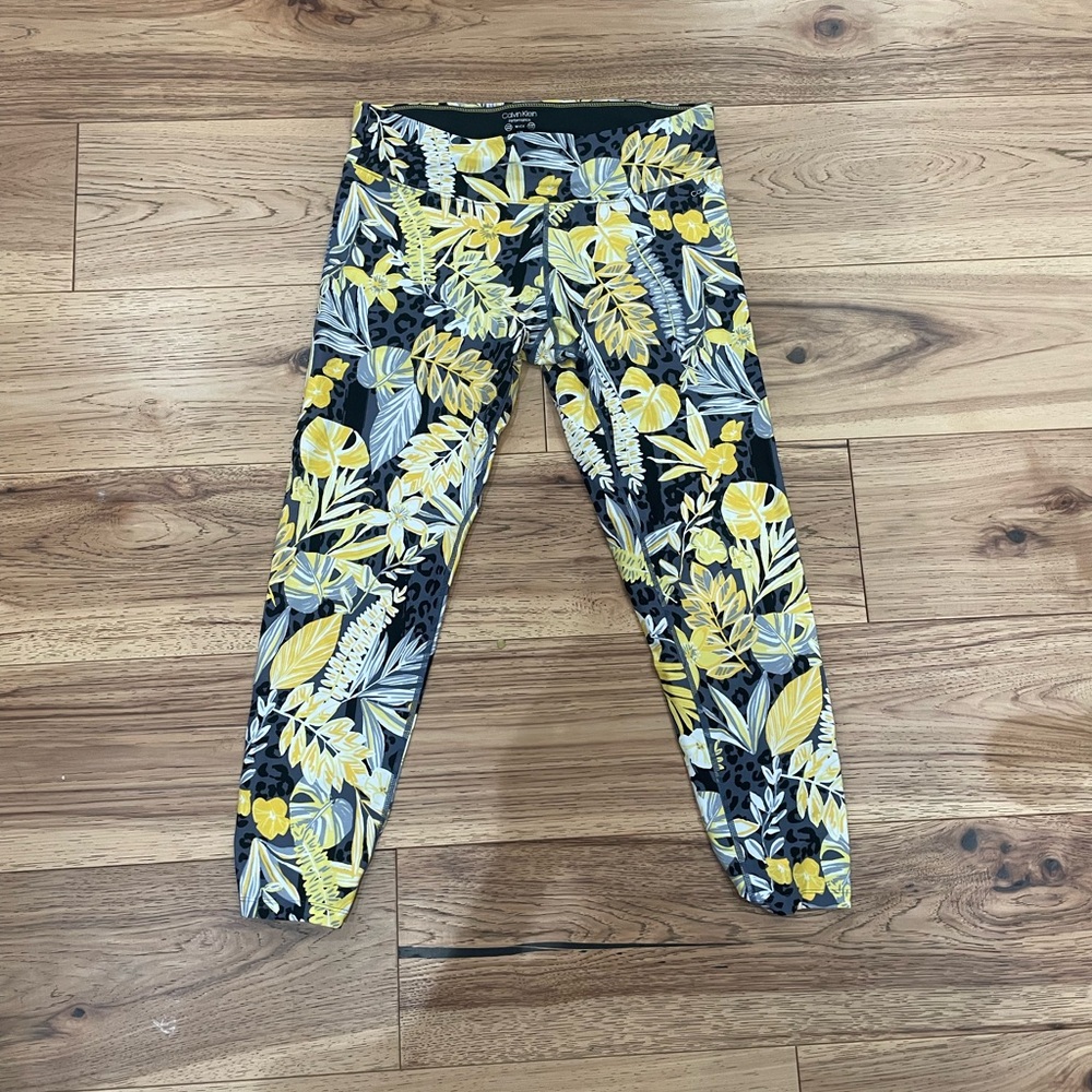NWOT Calvin Klein Tropical Performance Rouche Leggings